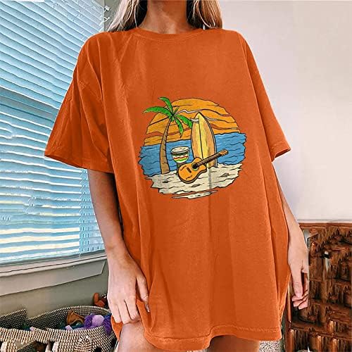 Plaj Brunch Üst T Shirt Kadın Sonbahar Yaz Kısa Kollu 2023 Giyim Crewneck Pamuk Grafik Üst O0 O0