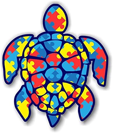 3 inç Otizm Bulmaca Deniz Kaplumbağası Sticker Dizüstü Bilgisayarlar için Bardak Bardak Arabalar ve Kamyonlar Herhangi Bir