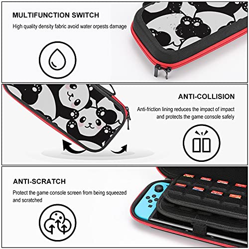 Nintendo Switch Case için Taşıma Çantası Sevimli Panda (2) Darbeye Dayanıklı Sert Kabuk Koruyucu Kılıf Kapak, 20 Oyun Kartı