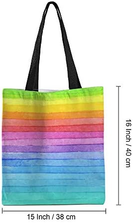 Moslıon Gökkuşağı keten çantalar LGBT Geometrik Yaz Renkli Gökkuşağı Çizgili Tote Çanta laptop çantaları Büyük Toplu Yeniden