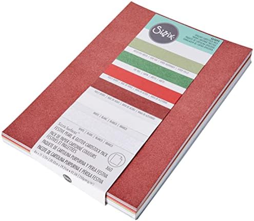 Sizzix Surfacez 664694, Kağıtlar, 60 Paket, İnci ve Parıltılı Şenlikli Kart Stoğu, Çok renkli