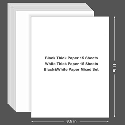 Beyaz Siyah Karışık Kart Stoğu Kağıdı, 30 Yaprak Kart Stoğu Kalın Kağıt 92 lb / 250 gsm Renkli Kağıt. 8. 5x11 inç, Ağır Kapak
