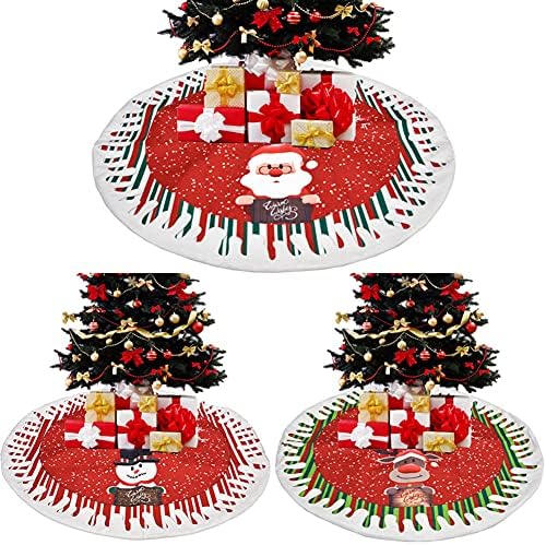 ShiningLove Noel Ağacı Etek Noel Baba / Kardan Adam / Elk Baskı Ev Ofis Noel Dekorasyonu için Dekoratif Araçlar, 31 SQ14
