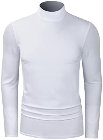 TAPULCO Erkek Mockneck Uzun Kollu Tişörtleri Termal Temel Üstleri Iş Rahat Iş Elbisesi Beyaz Büyük