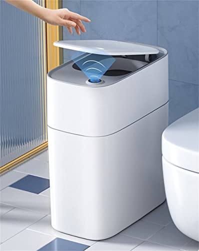 GENİGW Otomatik Torbalama sensörlü çöp kovası Can, 14L Ev Tuvalet Mutfak Akıllı çöp tenekesi Dar Banyo Çöp