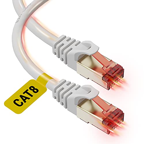UCC Cat 8 Ethernet Kablosu 50 ft - Yüksek Hızlı Cat8 İnternet Kablosu 40 Gbps 2000 Mhz - Yönlendirici, Oyun, Modem, PC için