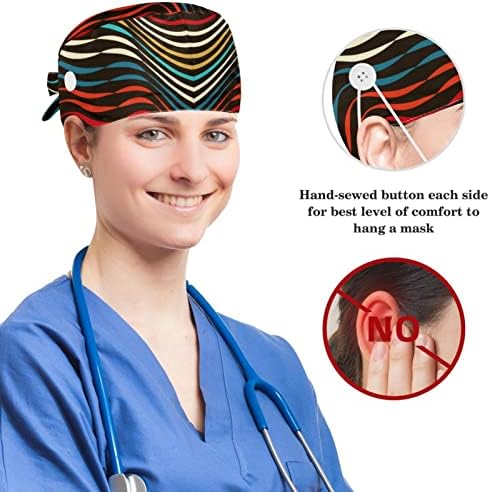 yoyoAmoy Ayarlanabilir Çalışma Kap Düğmesi ile Pamuk Ter Bandı Sevimli Arı Dikişsiz Cerrah Kap Kadınlar için