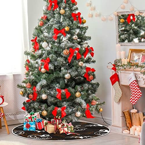 Oarencol Kabak Kafatası Yarasalar Noel Ağacı Etek 36 inç Örümcek Ağları Cadılar Bayramı Noel Tatil Parti Ağacı Mat Süslemeleri