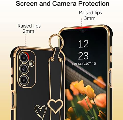 BENTOBEN Galaxy A14 5g Telefon Kılıfı ile Ayarlanabilir Bileklik Kickstand Döngü, Sevimli Kalp Lüks Kaplama Tampon, yükseltilmiş