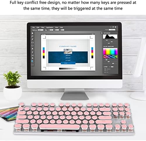 87 Anahtar PC Oyun Klavyesi, Kırmızı Anahtar Mekanik Klavye 6 RGB Arkadan Aydınlatmalı, USB Klavye Su geçirmez, Rahat Ergonomik