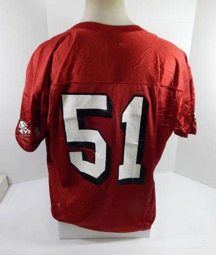 2002 San Francisco 49ers Saleem Rasheed 51 Oyunu Yayınlandı Kırmızı Antrenman Forması 5-İmzasız NFL Oyunu Kullanılmış Formalar