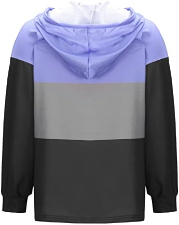 Renk Bloğu Çizgili Hoodies Kadınlar için Uzun Kollu İpli fermuarlı ceket Mont Sonbahar Hafif Kazak Tişörtü