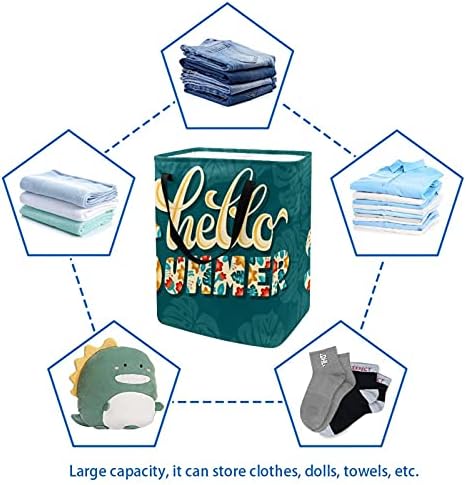 NDKMEHFOJ Hello Yaz çamaşır sepeti Sepetleri Su Geçirmez Kirli Giysiler Sıralayıcısı Katlanabilir Yumuşak Saplı Renkli Ev