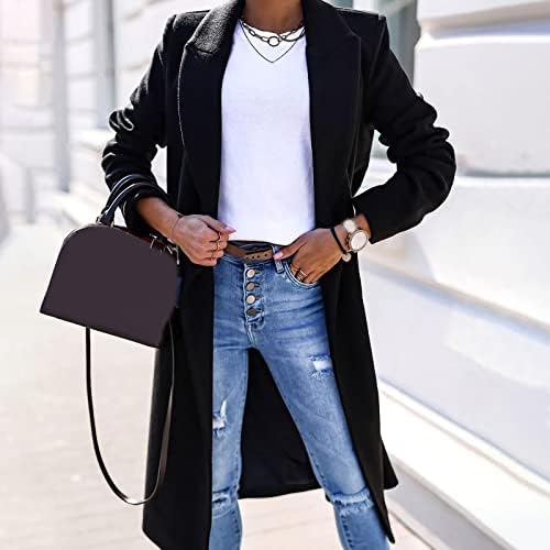 NOKMOPO Artı Boyutu Ceketler Kadınlar İçin kadın Moda Sonbahar Ve Kış Uzun Kollu Gömlek Yaka Ekose Uzun Ceket