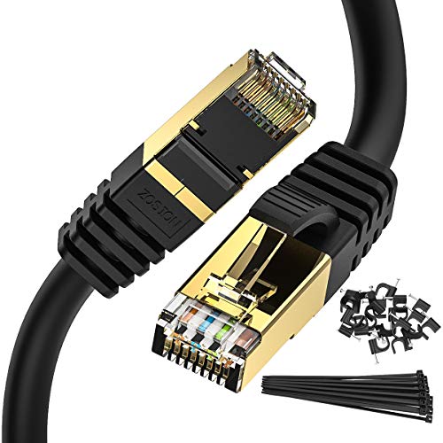 ZOSION Ethernet Kablosu 25 ft Kedi 8 Kablo İnternet Kablosu 40Gbps 2000Mhz Yüksek Hızlı Gigabit lan Ağ Kabloları SSTP RJ45