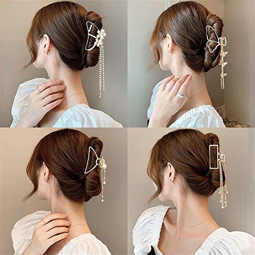 KNOWBN Oymak Metal Saç Pençe İnci Püskül Tokalar Kadınlar Kız İçin Vintage Geometrik saç tokası Takı saç aksesuarları