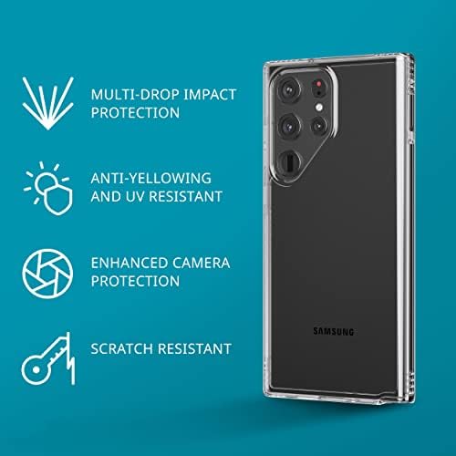 tech21 Evo Temizle Samsung Galaxy S23 Ultra Anti Sararma Çizilmeye Dayanıklı 12ft Damla Koruma Şeffaf telefon kılıfı