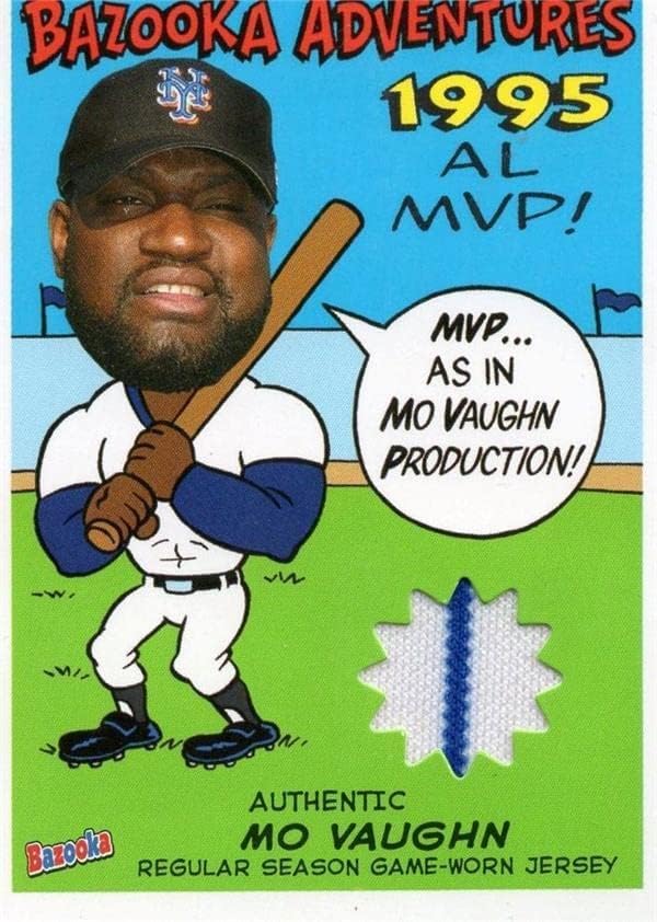 Mo Vaughn oyuncu yıpranmış forması yama beyzbol kartı (New York Mets) 2004 Topps Bazuka Maceraları 1995 AL MVP BAMV-MLB