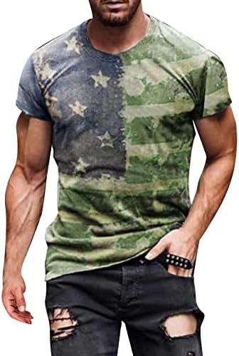 XXBR Vatansever T-Shirt Mens, Yaz Moda Kısa Kollu 4th Temmuz Amerikan Bayrağı Grafik Tee Üstleri Rahat Tişörtleri