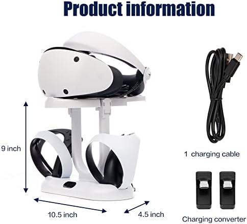 PS VR2 şarj istasyonu, dikey stant için PS VR2 Kulaklık ve PS VR2 Denetleyici şarj istasyonu ile şarj adaptörü ve şarj kablosu