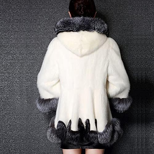 Lüks Faux Kürk Ceket, kadın Kabarık Kışlık Mont Kapşonlu, Tüylü Sıcak Dış Giyim Açık Ön Hırka Kadınlar için