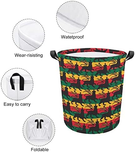 Rastafarian aslan bayrağı büyük çamaşır sepeti sepet çanta çamaşır üniversite yurt için kolları ile taşınabilir