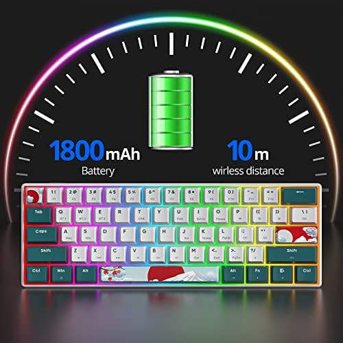 Fogruaden 60 % Kablosuz Mekanik Klavye, çalışırken Değiştirilebilir USB-C Kablolu/Bluetooth Klavye ile RGB Arkadan Aydınlatmalı
