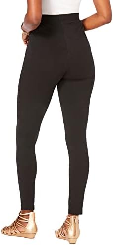 Roaman kadın Artı Boyutu Petite Ayak Bileği Uzunlukta Temel Streç Legging Activewear Egzersiz Yoga Pantolon-2X, siyah