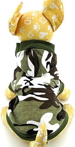Zunea Küçük Köpek Giysileri Erkek Yaz Camo Desen Gömlek Hoodie Jumper Yeşil (XL)