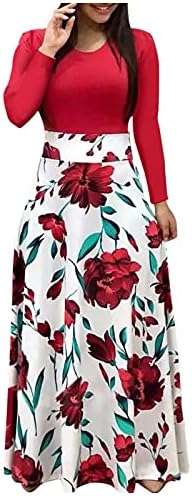 JJHAEVDY kadın elbiseleri 2022 Tatil Parti Ekleme Maxi Elbiseler Çiçek Colorblock askı elbise Maxi günlük Elbiseler