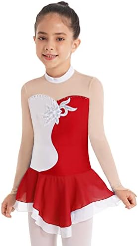 CHİCTRY Kız Bale Tutu Elbise Mesh Splice Şekil Buz Pateni Elbise Dans Leotard Kostümleri
