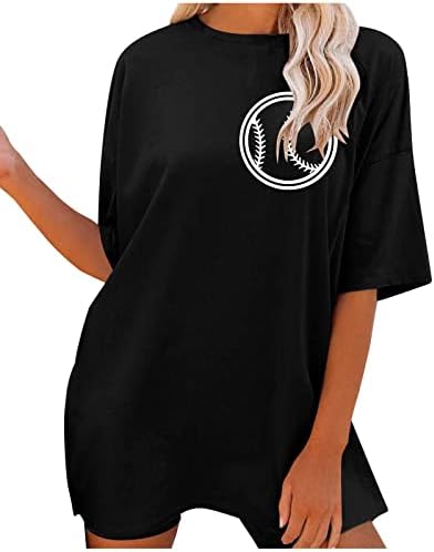Kadın T-Shirt Büyük Boy Grafik Komik Mektup Baskılı Tunik Üstleri Rahat Kısa Kollu Damla Omuz Bluz Gevşek Tee