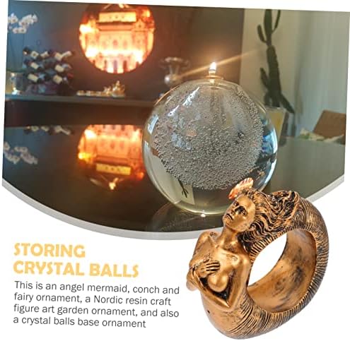 Holibanna Kristal Top Taban Cam Heykel cam sergileme rafı Heykelleri Ev Dekor için Denizkızı Figürleri Denizkızı Süslemeleri