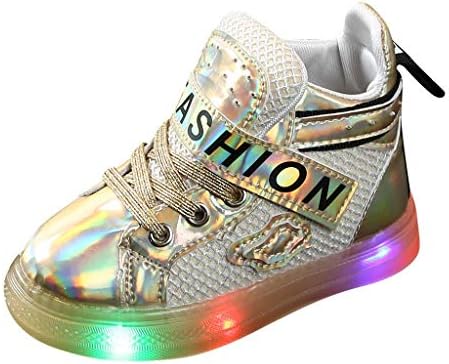 eıpogp Çocuklar LED Sneakers Light Up Yüksek Top Sneakers Kız Erkek Yumuşak Örgü Rahat Ayakkabı Askısı Atletik koşu ayakkabıları