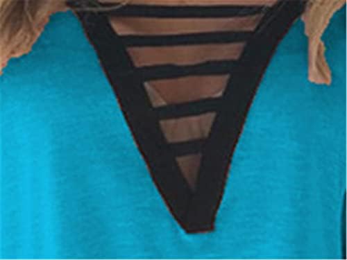 Andongnywell kadın Kısa Kollu Üstleri V Yaka Criss Gömlek Gevşek Fit Tunik Üstleri Hem Rahat Çok Renkli tişört