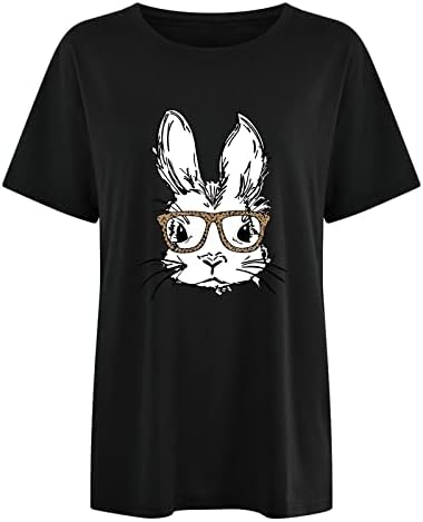 Paskalya Büyük Boy Grafik Tees, Kadın Artı Boyutu Kısa Kollu Damla Omuz T-Shirt Sevimli Tavşan Baskı Üstleri Crewneck Casual