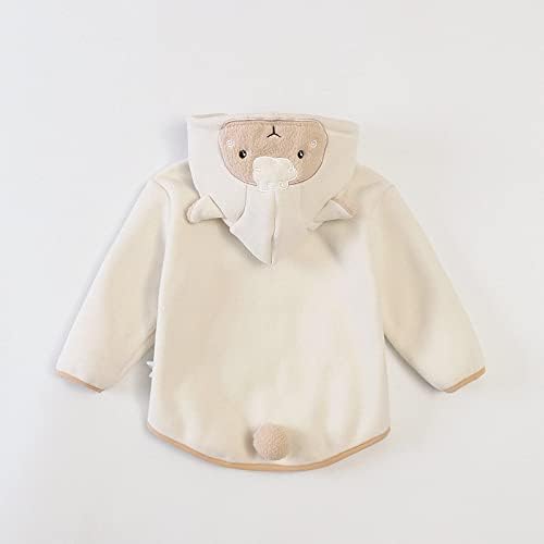 Rıxın Bebek Çocuk Hoodies Polar fermuarlı ceket 12M-5Y Erkek Kız Peluş Sevimli Kulaklar Ceket Sonbahar kışlık kapşonlu Dış