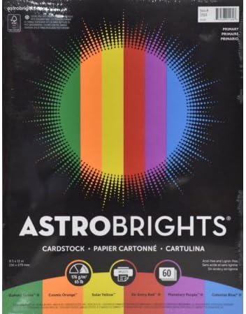 Astrobrights Kart Stoğu 8,5 x 11, Birincil 60 Sayfa