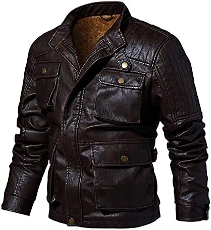 DXSBB erkek Ceket Deri Ceket Motosiklet Yaka Moda Vintage Kış Artı Suni Deri Şık Modern Rahat Giyim