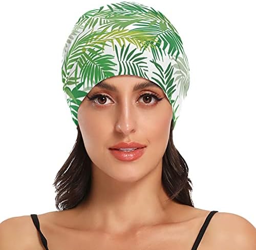 Bir Tohum İş Kap Uyku Şapka Kaput Kasketleri Tropikal Yapraklar Yeşil Kadınlar için Saç Şapkalar Gece Şal