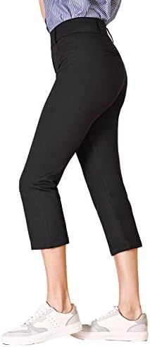 Bamans kadın Bootcut Pull-On takım elbise pantalonları Ofis İş Rahat Yoga İş pantolonu ile Anahtar Cep Düz Bacak