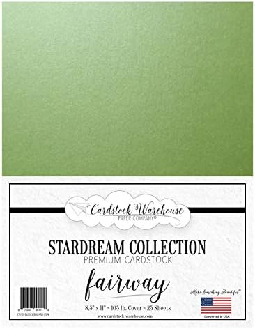 Fairway Green Stardream Metalik Kart Stoğu Kağıdı-8,5 X 11 inç - 105 Lb. / 284 Gsm Kapak - Kart Stoğu Deposundan 25 Sayfa