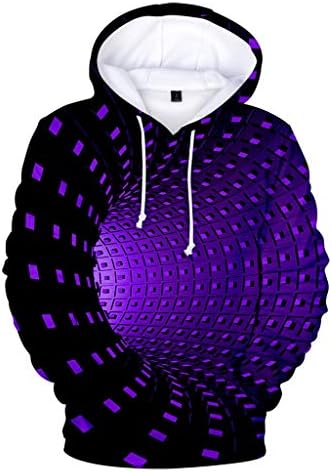 Hoodies Unisex Erkekler Kadınlar için 3D Vortex Vertigo Baskı Kapüşonlu Sweatshirt Yaratıcı Yuvarlak Boyun Uzun Gömlek Bluz