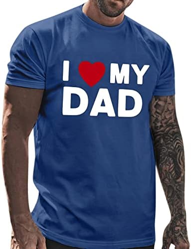 ZDFER erkek Tee Gömlek Babalar Günü Baskı Spor Spor Açık Kısa Kollu Üstleri Rahat Kazak Yuvarlak Boyun T-Shirt