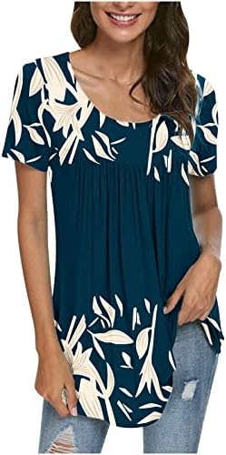 Bayan kısa kollu çiçek Tunik gömlek yaz rahat şık bluz Tops