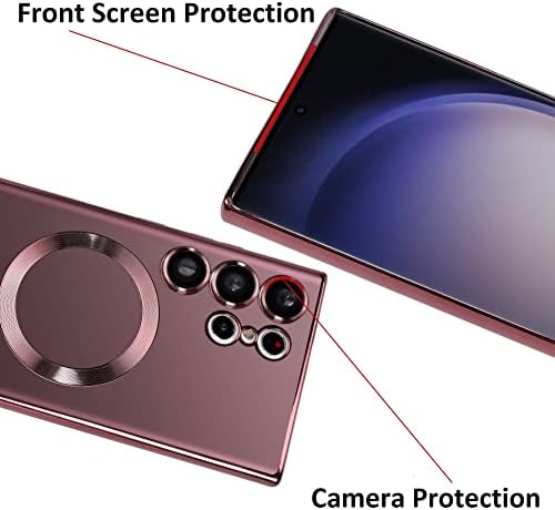 Samsung Galaxy S23 Ultra Kılıf için SOKAD [MagSafe ile Uyumlu] Yumuşak TPU Kaplama Lüks Kılıf [Dahili Kamera Lens Koruyucusu]