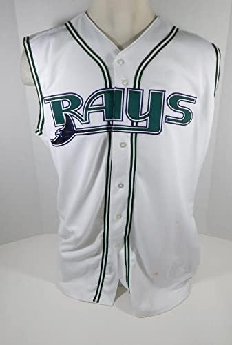 2001-04 Tampa Bay Şeytan ışınları Boş Oyun Verilen Beyaz Yelek Forması 50 DP07057 - Oyun Kullanılan MLB Formaları