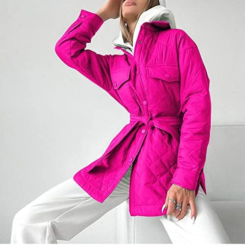 TWGONE Bayan Ceket Moda Uzun Kollu Eşkenar Dörtgen Düz Renk Kalınlaşmış Düğme Giyim Ceket Bombacı Ceket