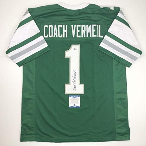 İmzalı / İmzalı Dick Vermeil Philadelphia Yeşil Futbol Forması JSA COA