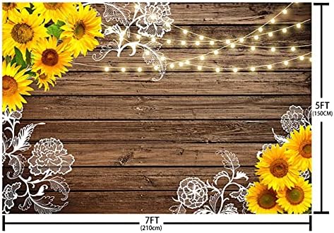 ABLIN 7x5ft ayçiçeği zemin fotoğrafçılık için rustik ahşap sıcak ışıklar dantel çiçekler fotoğraf arka plan düğün gelin duş